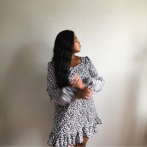 CBR Casual Floral Printed Long Sleeve Mini Dress, Size Medium